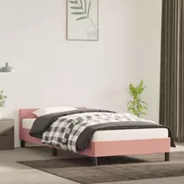Lova Lovos rėmas su galvūgaliu be čiužinio, rožinės 80x200cm aksomas