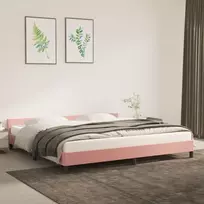 Lova lovos rėmas su galvūgaliu be čiužinio rožinis 200x200cm aksomas
