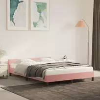 Lova lovos rėmas su galvūgaliu be čiužinio rožinis 140x190cm aksomas
