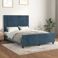 Lova Lovos rėmas be čiužinio tamsiai mėlynas 140x190 cm aksomas