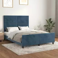 Lova Lovos rėmas be čiužinio tamsiai mėlynas 140x190 cm aksomas