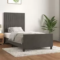 Lova Lovos rėmas be čiužinio, tamsiai pilkas, 90x200cm, aksomas