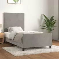 Lova Lovos rėmas be čiužinio, šviesiai pilkas, 90x190cm, aksomas