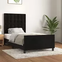 Lova Lovos rėmas su galvūgaliu, juodos spalvos, 90x200cm, aksomas