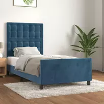 Lova Lovos rėmas be čiužinio tamsiai mėlynas 90x190 cm aksomas