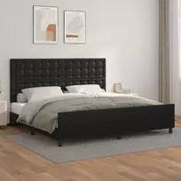 Lova Lovos rėmas su galvūgaliu, juodos, 200x200 cm, dirbtinė oda