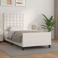 Lova Lovos rėmassu galvūgaliu, baltos, 90x200 cm, dirbtinė oda