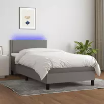 Lova su spyruoklėmis/čiužiniu/LED, pilka, 80x200cm, audinys