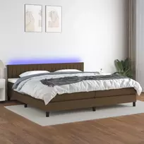 Lova su spyruoklėmis/čiužiniu/LED, ruda, 200x200 cm, audinys