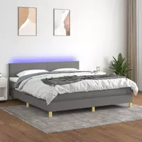 Lova su spyruoklėmis/čiužiniu/LED, pilka, 160x200 cm, audinys