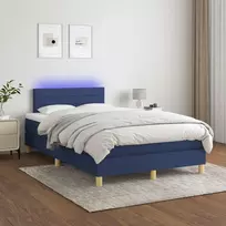 Lova su spyruoklėmis/čiužiniu/LED, mėlyna, 120x200cm, audinys
