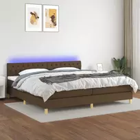 Lova su spyruoklėmis/čiužiniu/LED, ruda, 200x200 cm, audinys