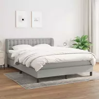 Lova su spyruoklėmis ir čiužiniu, pilka, 140x200cm, audinys