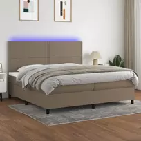 Lova su spyruoklėmis/čiužiniu/LED, taupe, 200x200 cm, audinys