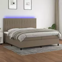 Lova su spyruoklėmis/čiužiniu/LED, taupe, 200x200 cm, audinys