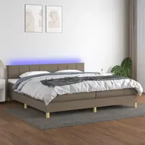 Lova su spyruoklėmis/čiužiniu/LED, taupe, 200x200 cm, audinys