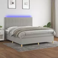Lova su spyruoklėmis/čiužiniu/LED, pilka, 180x200 cm, audinys