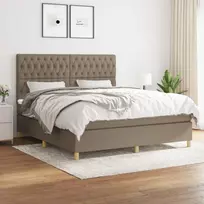 Lova su spyruoklėmis ir čiužiniu, taupe, 180x200 cm, audinys