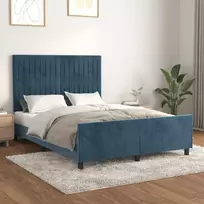 Lova Lovos rėmas be čiužinio tamsiai mėlynas 140x200 cm aksomas