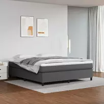Lova su spyruoklėmis ir čiužiniu, pilka,160x200cm, dirbtinė oda