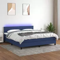 Lova su spyruoklėmis/čiužiniu/LED, mėlyna, 180x200 cm, audinys