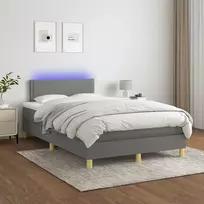 Lova su spyruoklėmis/čiužiniu/LED, pilka, 120x200cm, audinys