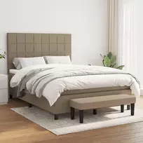 Lova su spyruoklėmis ir čiužiniu, taupe, 140x190 cm, audinys