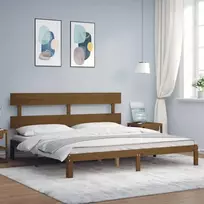 Lovos rėmas su galvūgaliu, rudas, 200x200cm, medienos masyvas