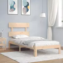 Lova Lovos rėmas su galvūgaliu, medienos masyvas, mažas vienvietis