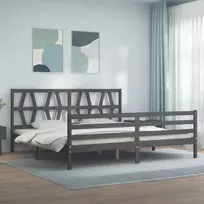 Lova Lovos rėmas su galvūgaliu, pilkas, 200x200cm, medienos masyvas