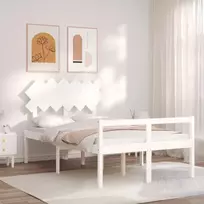 Lova senjorams su galvūgaliu, baltas, 120x200 cm, mediena