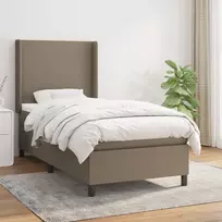 Lova su spyruoklėmis ir čiužiniu, taupe, 90x200 cm, audinys