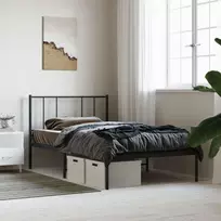 Lova Metalinis lovos rėmas su galvūgaliu, juodos spalvos, 75x190cm