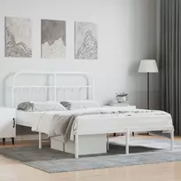 Lova Metalinis lovos rėmas su galvūgaliu, baltos spalvos, 135x190cm