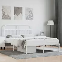 Lova Metalinis lovos rėmas su galvūgaliu, baltos spalvos, 140x200cm
