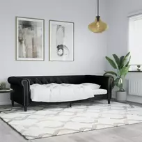 Lova Sofa, juodos spalvos, 90x200cm, dirbtinė oda