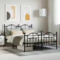 Lova Lovos rėmas su galvūgaliu/kojūgaliu, juodas, 135x190cm, metalas