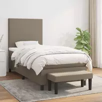 Lova su spyruoklėmis ir čiužiniu, taupe, 90x190 cm, audinys