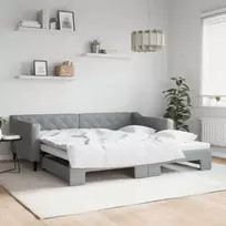 Lova su ištraukiama dalimi, šviesiai pilka, 100x200cm, audinys