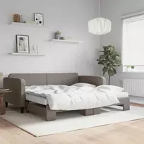 Lova su ištraukiama dalimi/čiužiniu, taupe, 100x200cm, audinys