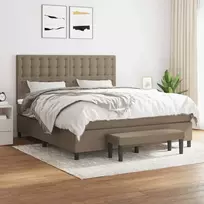 Lova su spyruoklėmis ir čiužiniu, taupe, 180x200 cm, audinys