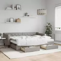 Lova su ištraukiama dalimi/stalčiais, taupe, 80x200cm, audinys