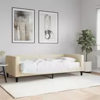 Lova su čiužiniu, kreminės spalvos, 90x200cm, audinys