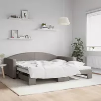 Lova su ištraukiama dalimi, taupe spalvos, 100x200cm, audinys