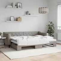 Lova su ištraukiama dalimi, taupe spalvos, 80x200cm, audinys