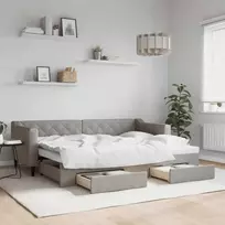 Lova su ištraukiama dalimi/stalčiais, taupe, 80x200cm, audinys