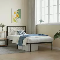 Metalinis lovos rėmas su galvūgaliu, juodos spalvos, 75x190cm