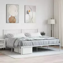 Lova Metalinis lovos rėmas su galvūgaliu, baltos spalvos, 183x213cm