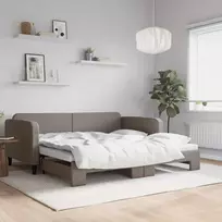 Lova su ištraukiama dalimi, taupe spalvos, 100x200cm, audinys