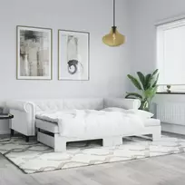 Lova su ištraukiama dalimi, balta, 90x200cm, dirbtinė oda